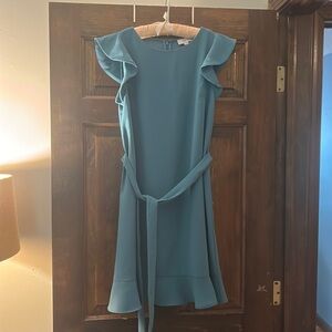 LOFT outlet, size 6 blue flutter sleeve dress